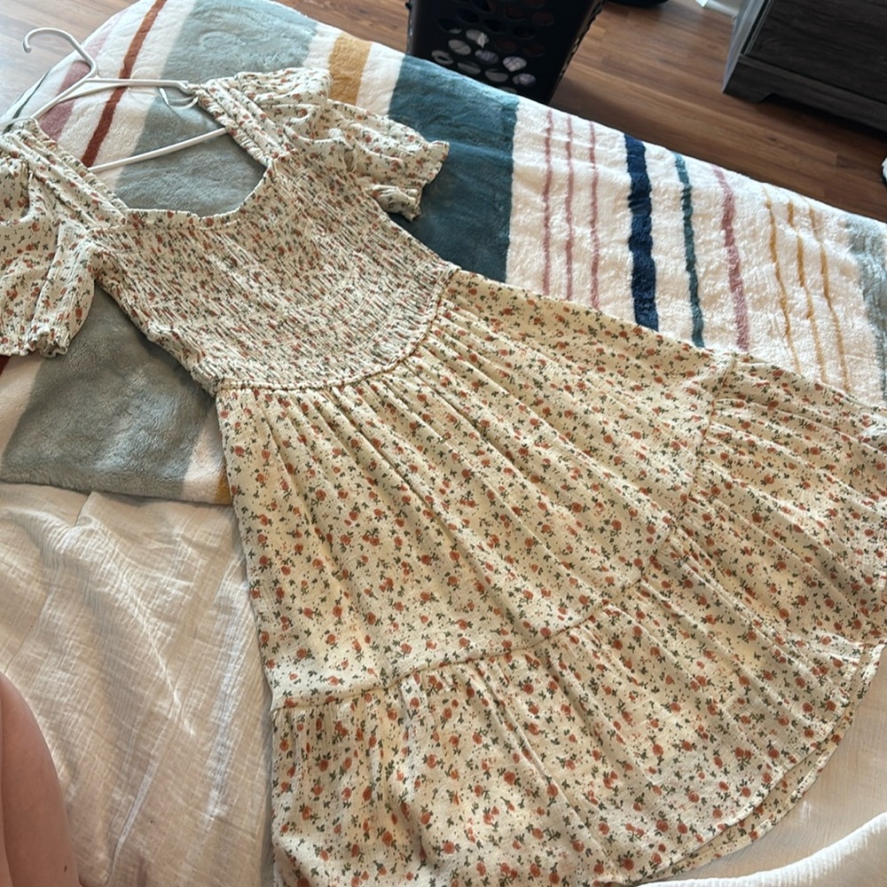 Cream color dress with roses